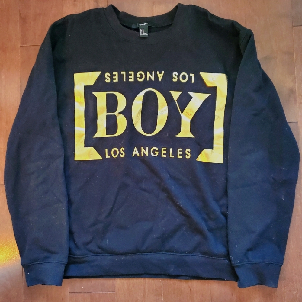 NWOT Forever 21 Print Black and Gold Crewneck Sweater